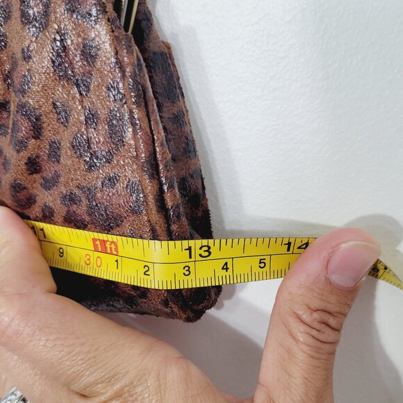 K Studio Vintage Women's Brown Leopard Printed Removable Chain Shoulder Bag - Picture 10 of 11